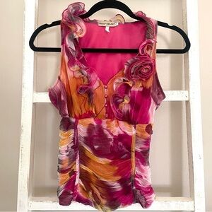 vintage floral ruffle tank top​​​​